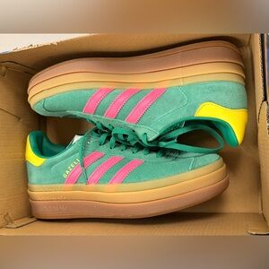 Limited Edition Adidas Gazelle Green Pink Yellow Sneakers